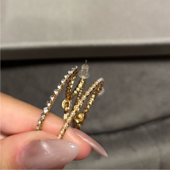 CHANEL Hoop Earrings with Interlocking CC Charm - Picture 2 of 7